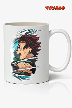 Demon Slayer Tanjiro Kamado Anime Temalı Beyaz Kupa Bardak Sevgiliye Arkadaşa Hediye