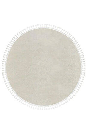 Yuvarlak Puffy Peluş Post , Ponpon Saçaklı Kaymaz Taban Halı 8 Renk 