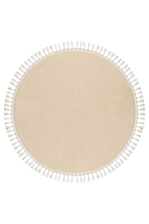 Yuvarlak Puffy Peluş Post , Ponpon Saçaklı Kaymaz Taban Halı 8 Renk 