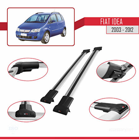 Fiat Idea 2003-2012 Arası ile Uyumlu FLY Model Ara Atkı Tavan Barı Gri 2 Adet