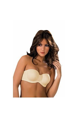 Kadın Ekru Desteksiz Bonnie Straplez Sütyen