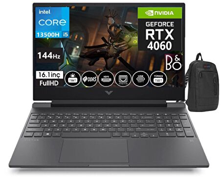 HP Victus 16-r0035nt Intel I5-13500h 32gb DDR5 2tb SSD 8GB RTX4060 16.1 İnç 144Hz IPS FHD Windows11Pro Taşınabilir Bilgisayar VİCTUS7P6L3EA24+WeblegelsinÇanta