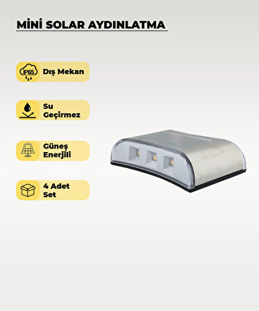 Mini Oval Solar Aplik Gün Işığı - 4 Adet