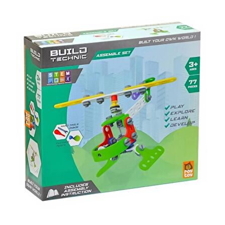 Build Technic Set, 77 Parça Tak-Sök Helikopter Block Yapı Seti