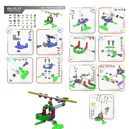 Build Technic Set, 77 Parça Tak-Sök Helikopter Block Yapı Seti