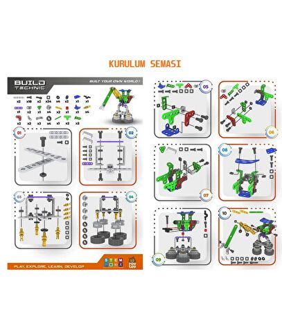 Build Technic Set, 88 Parça Tak-Sök Yüksek Vinç Block Yapı Seti