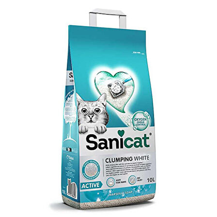 Sanicat Active Marsilya Sabunu Kokulu Doğal İnce Kedi Kumu 2X10 Lt 