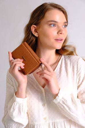 kadin cuzdan kartlik fermuarli cuzdan Kahve Taba Camel Vizon-92 Just Polo 1002-STORE