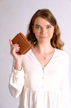 kadin cuzdan kartlik fermuarli cuzdan Kahve Taba Camel Vizon-92 Just Polo 1002-STORE