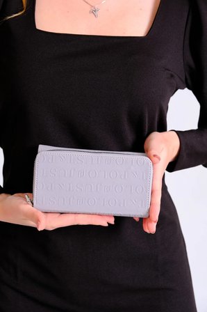kadin cuzdan kartlik fermuarli cuzdan Gri Lila Taba Just Polo 1003