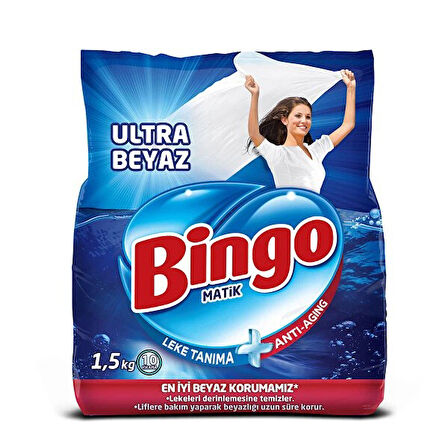 Bingo Matik Ultra Beyaz 1,5 kg + Renkliler 1,5 kg Toz Deterjan 2 li Set