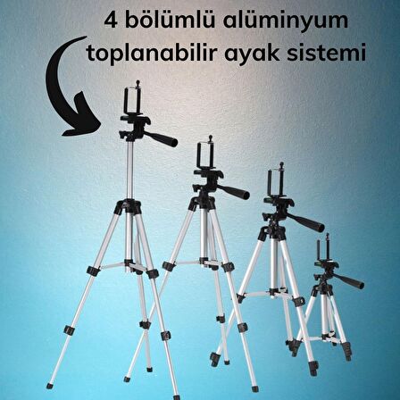 Taşıma Çantalı 130 cm Profesyonel Alüminyum Kamera Tripodu (3984)