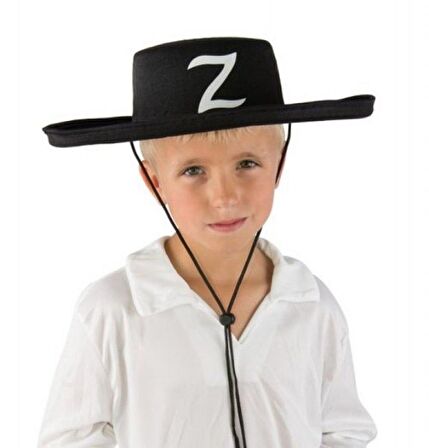 Z Logolu Çocuk Boy Bağcıklı Zorro Şapkası (3984)