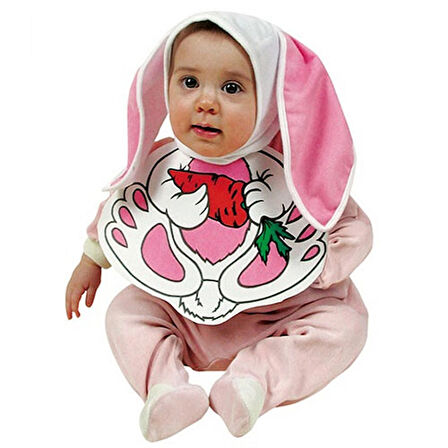 Bebek Boy Tavşan Şapkası ve Önlük Seti (3984)