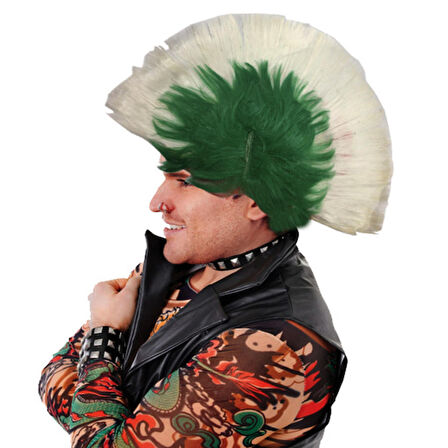 Mohican Mohawk Punk Peruk - 70 li 80 li Yıllar Peruk Model 10 (3984)