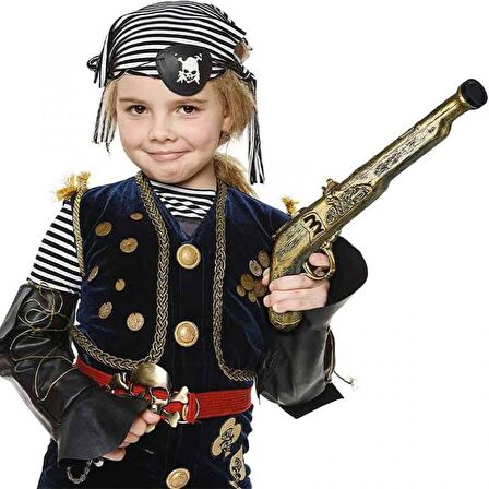 Eskitilmiş Desenli Plastik Oyuncak Korsan Tabancası 40 cm (3984)