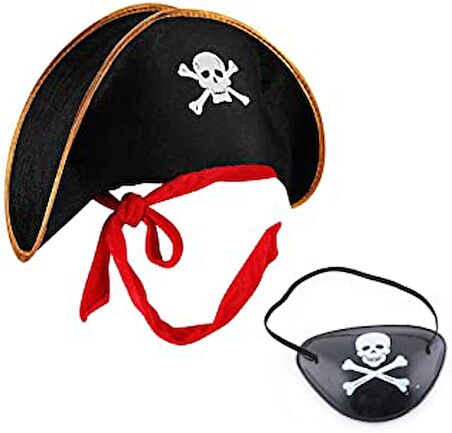 Kaptan Jack Çocuk Korsan Şapkası ve Göz Bandı Seti (3984)
