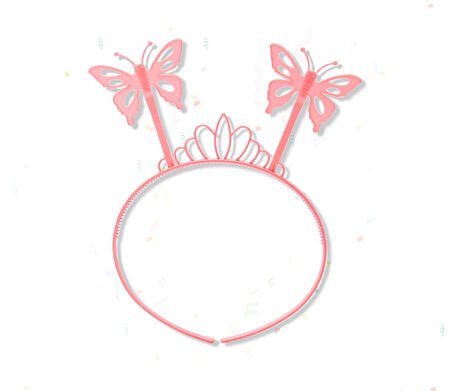 Toz Pembe Renk Kelebek Kanadı Tacı ve Sopası 50x37 cm (3984)