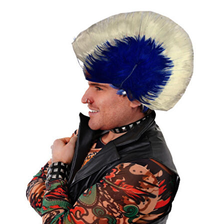 Mohican Mohawk Punk Peruk - 70 li 80 li Yıllar Peruk Model 9 (3984)