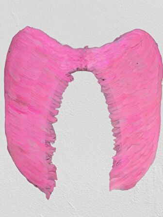 Mega Boy Pembe Renk Tüylü Melek Kanadı 100x85 cm (3984)