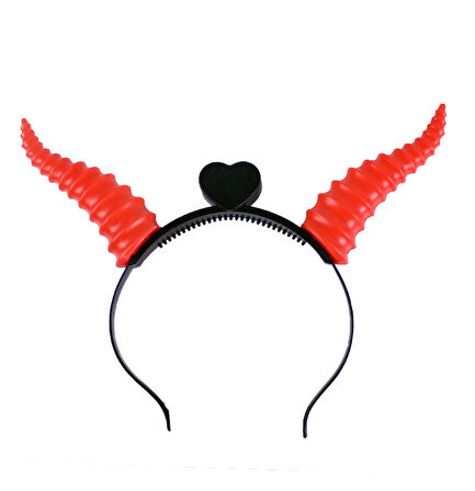 Kırmızı Renk Led Işıklı Kıvrımlı Boynuz Taç 27x18 cm (3984)