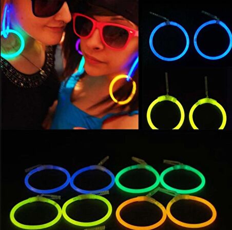 Karanlıkta Parlayan Glow Stick Küpeler Glow Partisi Küpeleri 6 Çift 12 Adet (3984)