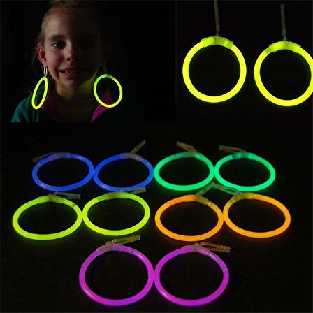 Karanlıkta Parlayan Glow Stick Küpeler Glow Partisi Küpeleri 6 Çift 12 Adet (3984)