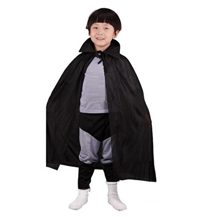 Siyah Renk Yakalı Çocuk Pelerin 90 cm (3984)