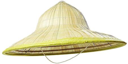 Naturel Renk Hasır Malzeme Bali Şapkası 42x35 cm (3984)