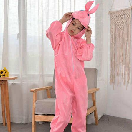 Çocuk Tavşan Kostümü Pembe Renk 6-7 Yaş 120 cm (3984)