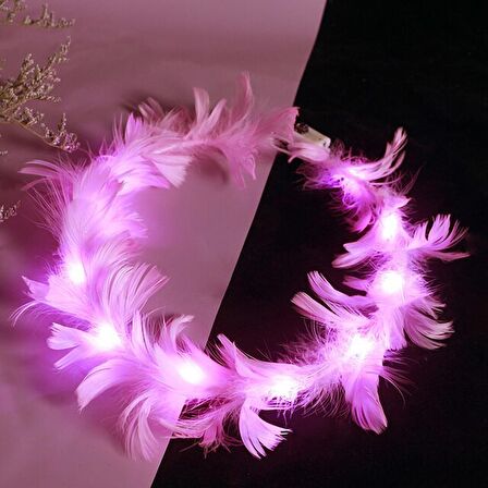 Led Işıklı Rengarenk Yanan 3 Fonksiyonlu Otrişli Parti Tacı Pembe Renk 12x12 cm (3984)