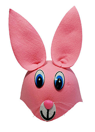 Pembe Renk Kulaklı Tavşan Şapkası Hayvan Şapkası (3984)