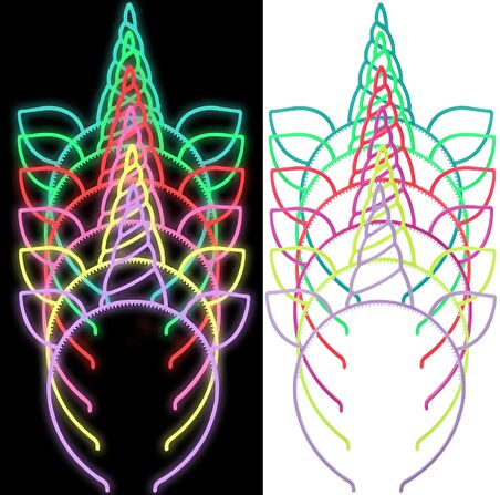 Karanlıkta Yanan Glow Unicorn Tacı Renkli 6 Adet (3984)