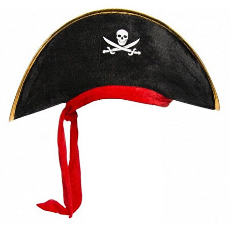 Çocuk Boy Kadife Jack Sparrow Denizci Korsan Şapkası 45x16 cm (3984)