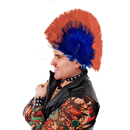Mohican Mohawk Punk Peruk - 70 li 80 li Yıllar Peruk Model 6 (3984)