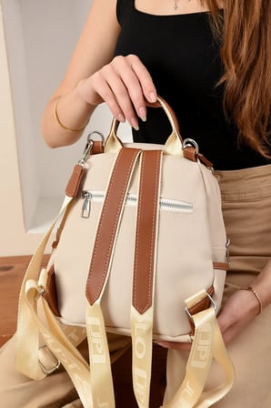 sirt cantasi gunluk sirt cantasi okul cantasi Kadin Sirt Cantasi Polo Kumas A Kalite Krem Just Polo JPM6058