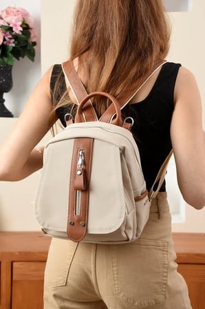 sirt cantasi gunluk sirt cantasi okul cantasi Kadin Sirt Cantasi Polo Kumas A Kalite Krem Just Polo JPM6058