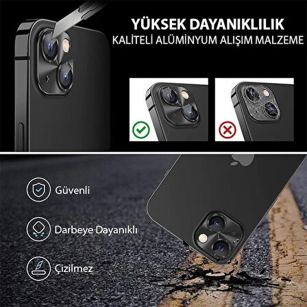 Polham 8K Çözünürlüklü İphone 15 ve İphone 15 Plus İle Uyumlu Kamera Koruyucu Lens, 5 Katman Korumalı