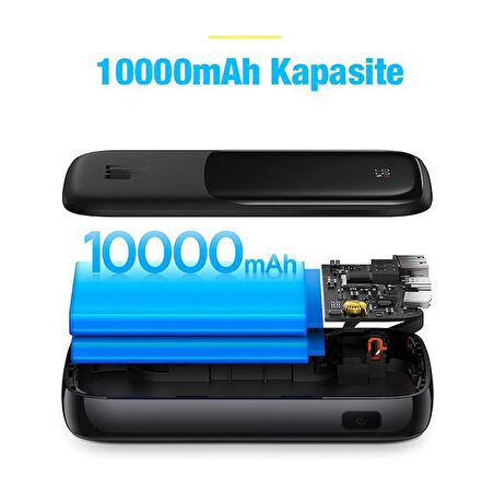 Baseus Mini 20 W Iphone 13 13 Pro 13 Pro Max 10000 mAh Hızlı Şarj Powerbank Siyah 