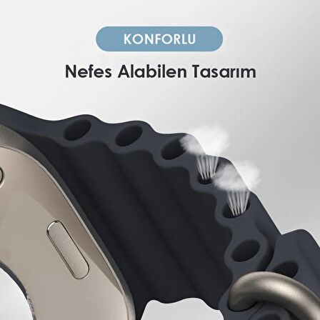 Polham Apple Watch 7-8 İle Uyumlu 41mm Marine Loop Silikon Kordon, Ultra Hafif ve Rahat Kayış