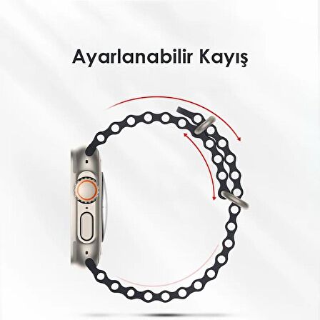 Polham Apple Watch 7-8 İle Uyumlu 41mm Marine Loop Silikon Kordon, Ultra Hafif ve Rahat Kayış