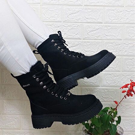 Pierre Cardin 52418 Siyah Süet İçi Kürklü Kaymaz Kadın Bot