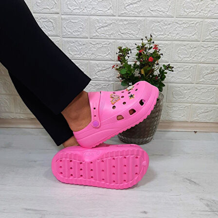 Sonimix 12901 Pembe Taşlı Kalın Tabanlı Kadın  Terlik