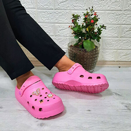 Sonimix 12901 Pembe Taşlı Kalın Tabanlı Kadın  Terlik