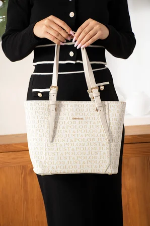 El Cantasi KADIN EL VE OMUZ CANTASI YENI SEZON EBAT:BOY: 25 EN: 35 CM Krem Just Polo JPM2205