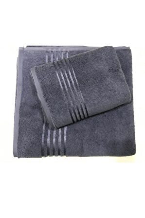 Koyu Gri Belda El Yüz Havlusu 2 Adet 50x90 cm