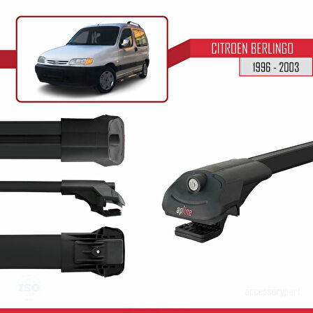 Citroen Berlingo (M49) 1996-2003 Arası ile Uyumlu ACE-1 Ara Atkı Tavan Barı Siyah 2 Adet