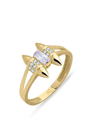 Taşlı Modern Tasarım Altın Kombin Yüzük