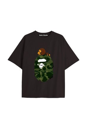 UNİSEX Bay Bape Desenli Siyah Yazlık T-shirt
