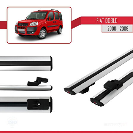Fiat Doblo 2000-2009 Arası ile Uyumlu BASIC Model Ara Atkı Tavan Barı Gri 2 Adet